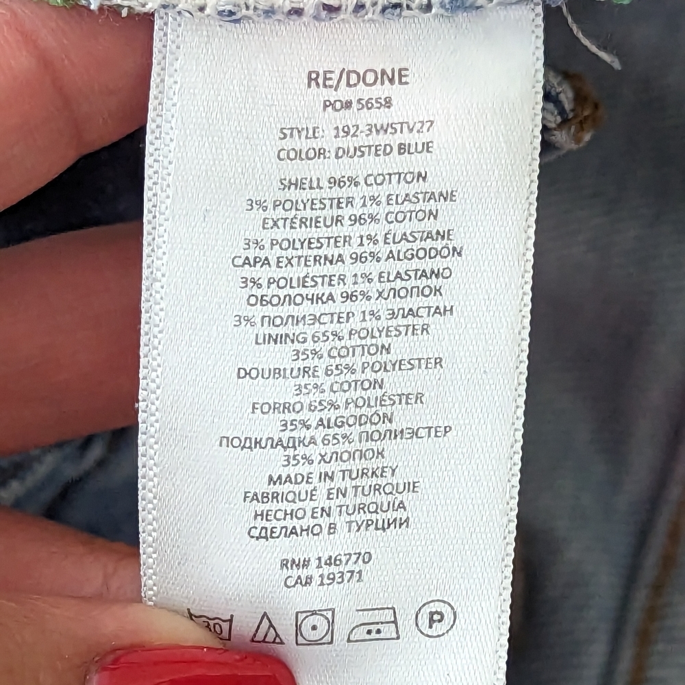 Re/done Stove Pipe Jeans size 26 Dusted Blue - Picture 11 of 13